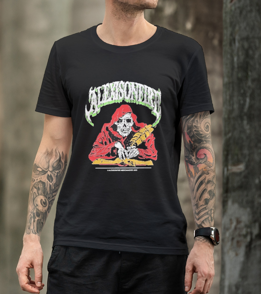 Alexisonfire Skelwrite Grim Reaper Scribe With Quill T-Shirt