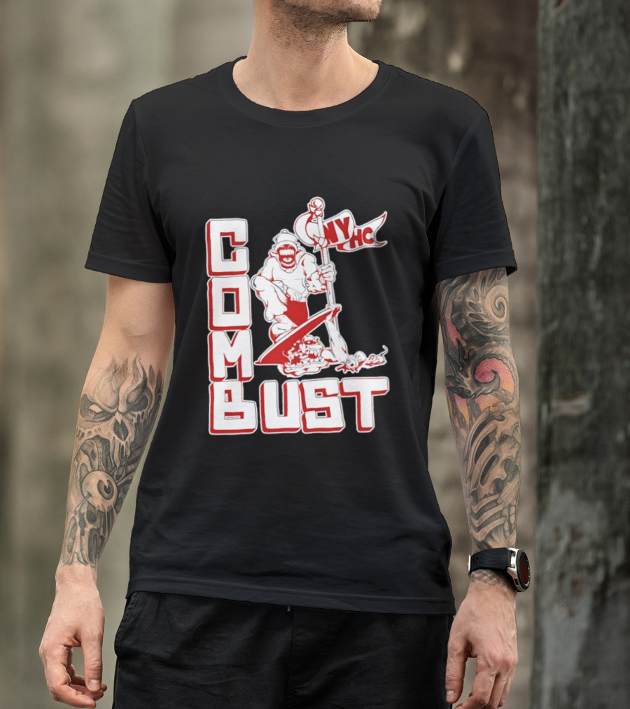 New York Hardcore Combat Bust NYHC Monster Flag T-Shirt