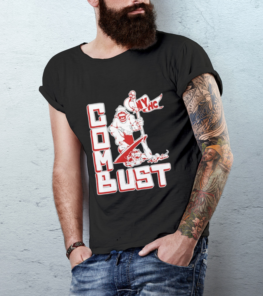 New York Hardcore Combat Bust NYHC Monster Flag T-Shirt