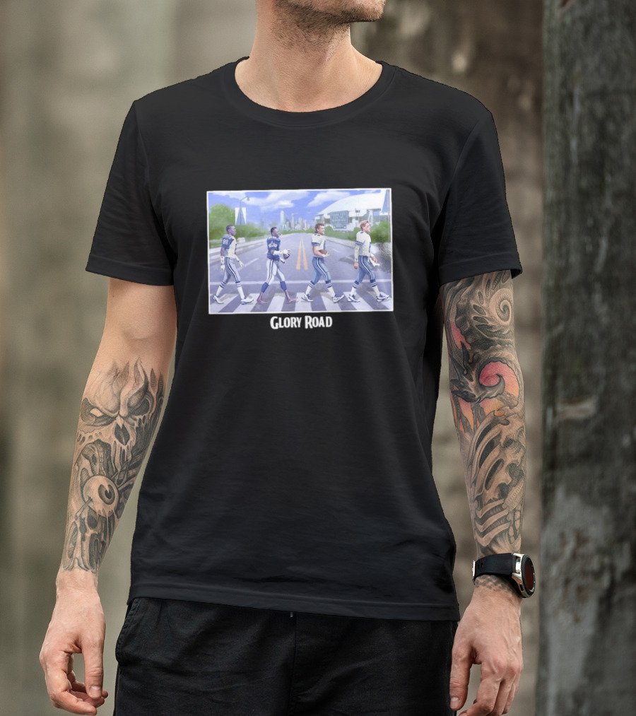 Dallas Cowboys Iconic Players Walking Glory Road Stadium T-Shirt