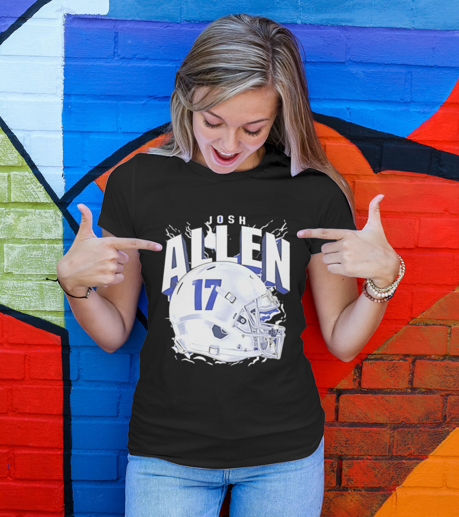 Josh Allen 17 Buffalo Bills Helmet T-Shirt