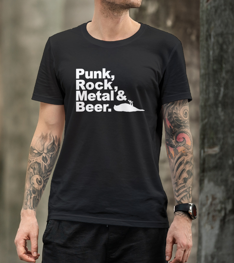 Punk Rock Metal Beer Bird Gesture T-Shirt