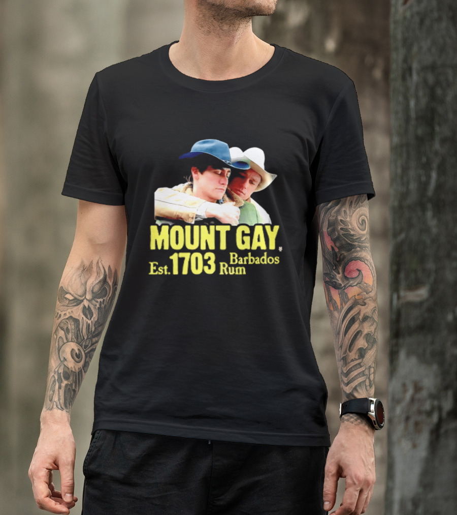 Mount Gay Est 1703 Barbados Rum Brokeback Mountain Cowboys T-Shirt