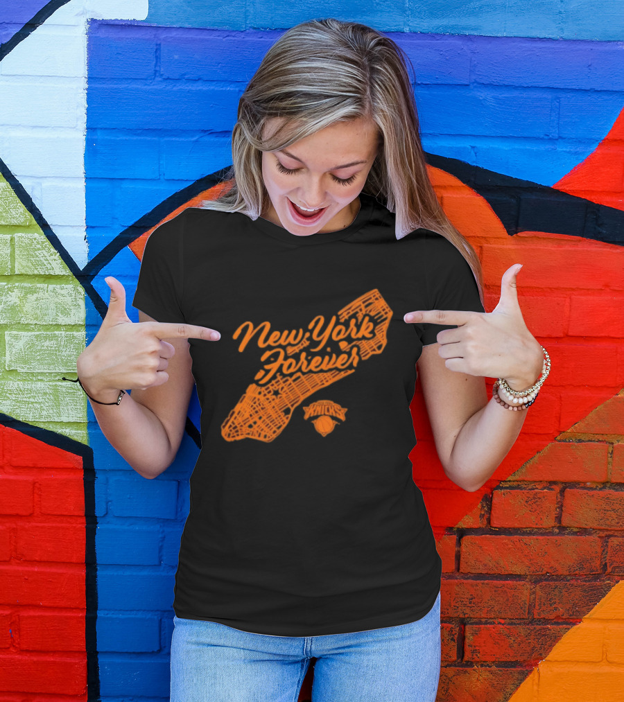 New York Forever Knicks NBA Basketball Map T-Shirt
