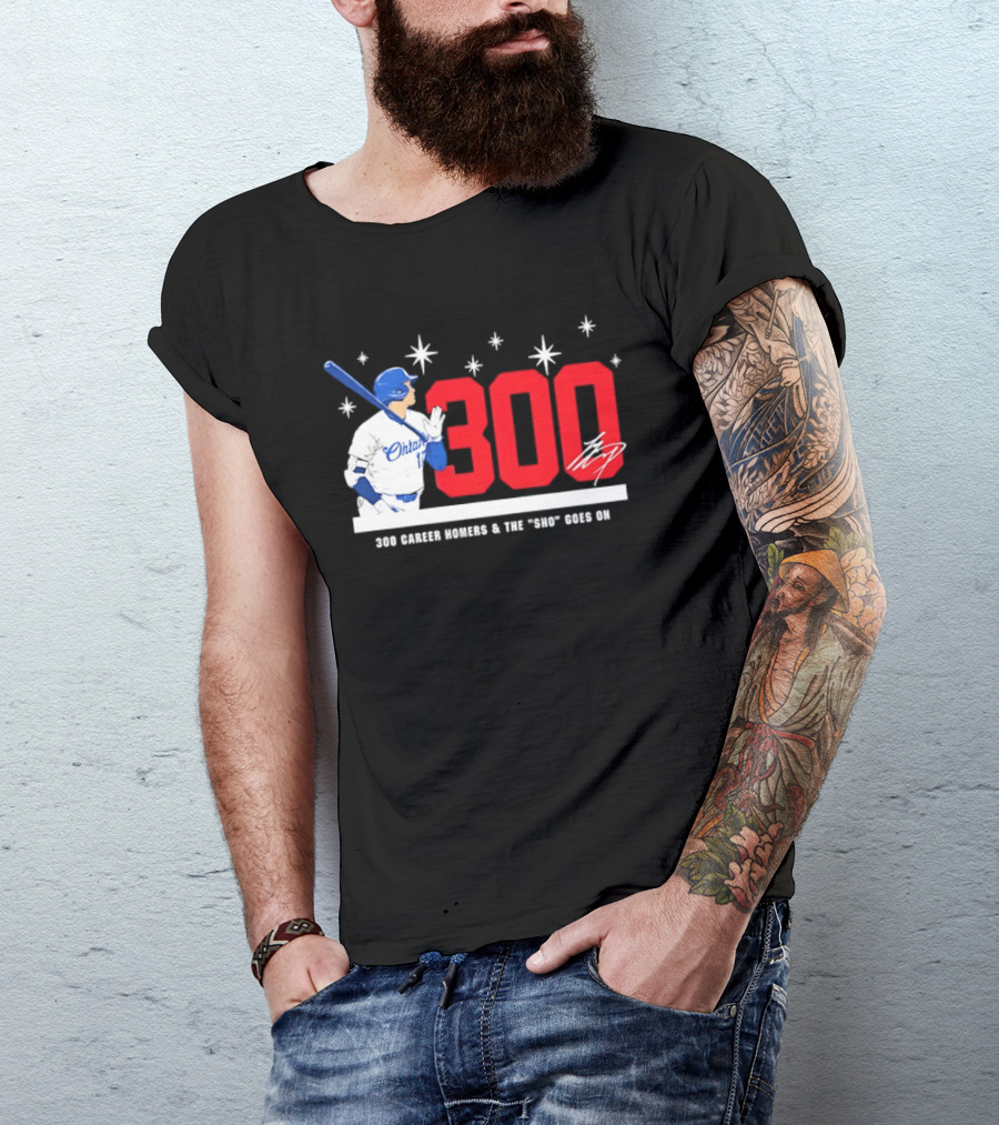 Shohei Ohtani 300 Homers The Sho Goes On Baseball T-Shirt