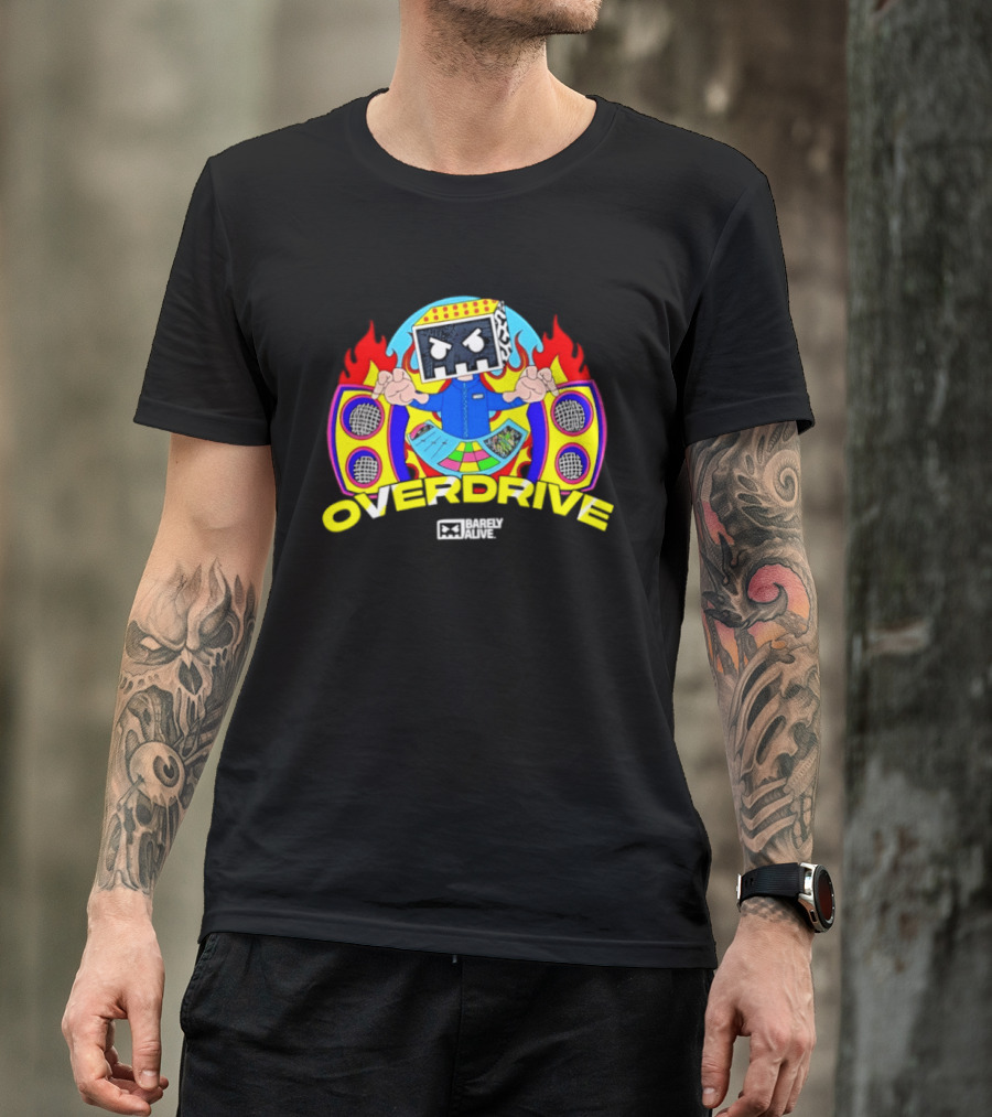 Barely Alive Overdrive EDM Dubstep DJ Skully Speaker Flames T-Shirt