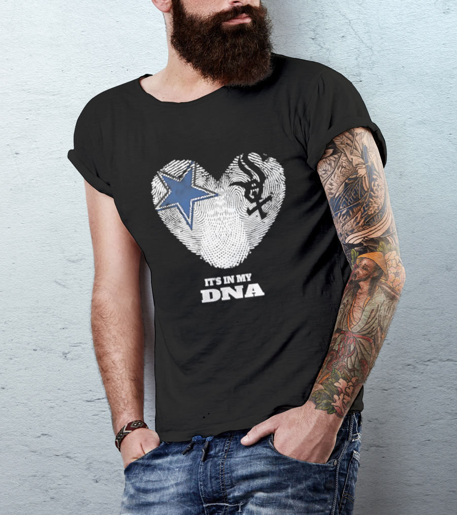 Dallas Cowboys Chicago White Sox It's In My DNA Heart Fingerprint T-Shirt