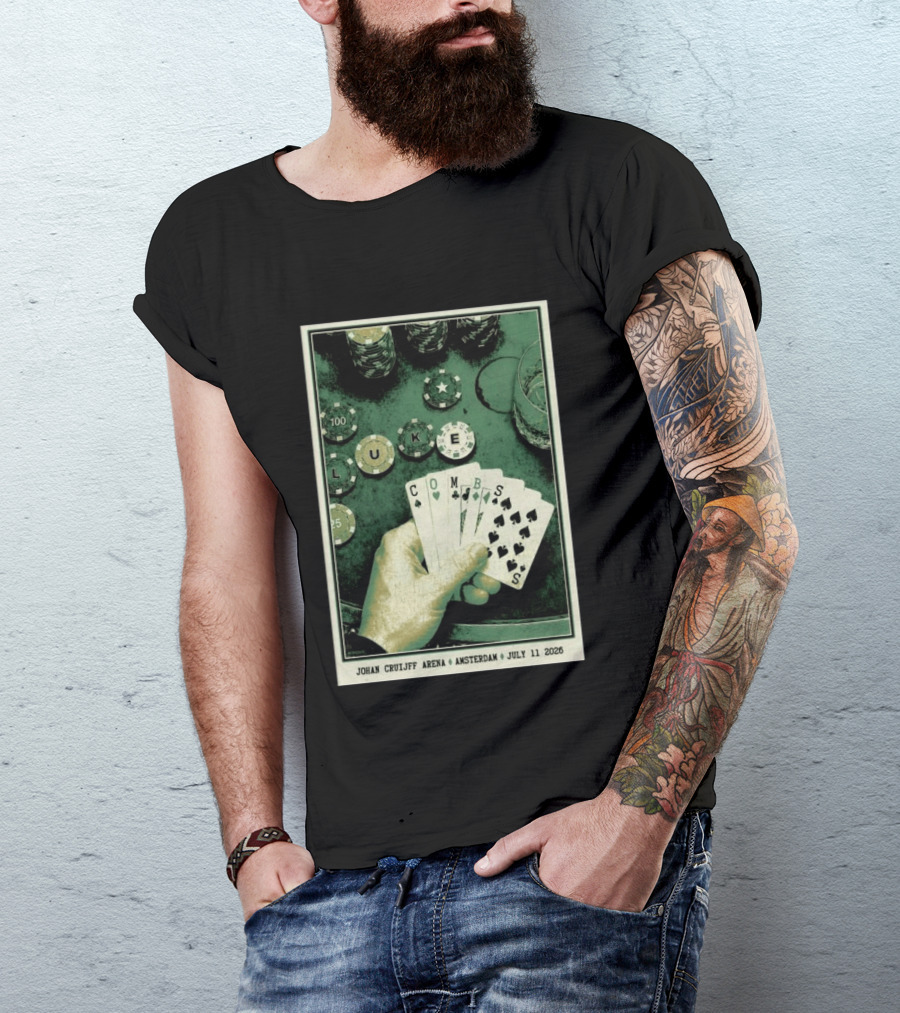 Luke Combs Poker Themed Johan Cruijff Arena Amsterdam July 11 2026 Tour T-Shirt