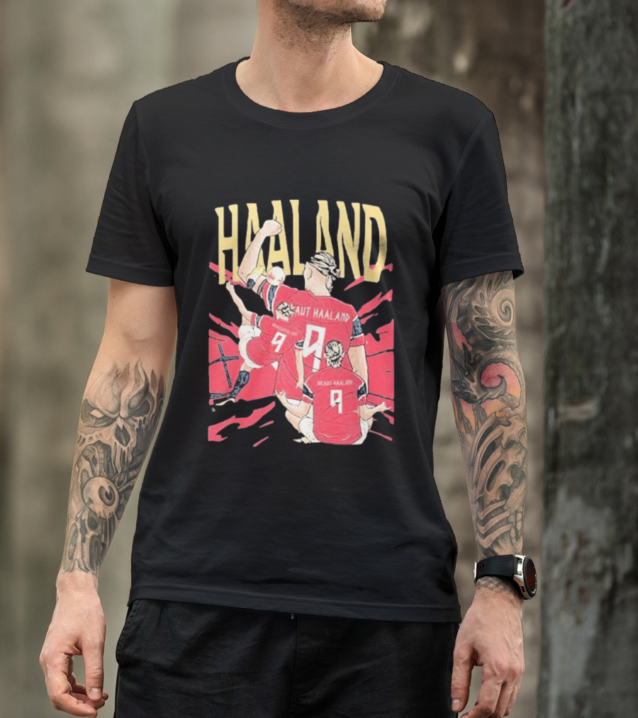 Haaland Cartoon Celebrating Norway Football Number 9 T-Shirt