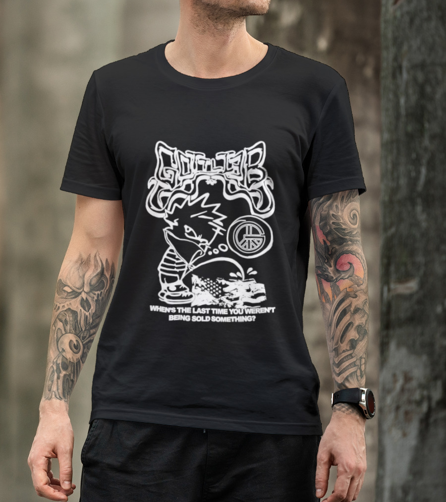 Gottlieb When Is The Last Time You Weren't Being Sold Something Spaceman And Tub Time Childlike Cartoon Sketch T-Shirt