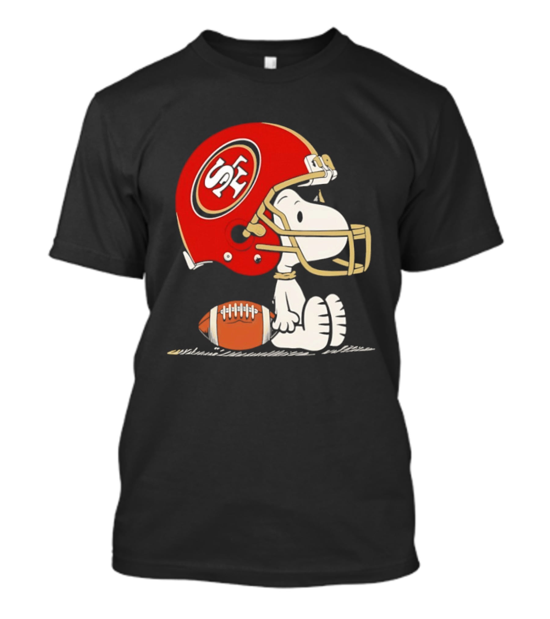 Snoopy San Francisco 49ers Football Helmet Peanuts NFL Collaboration T-Shirt