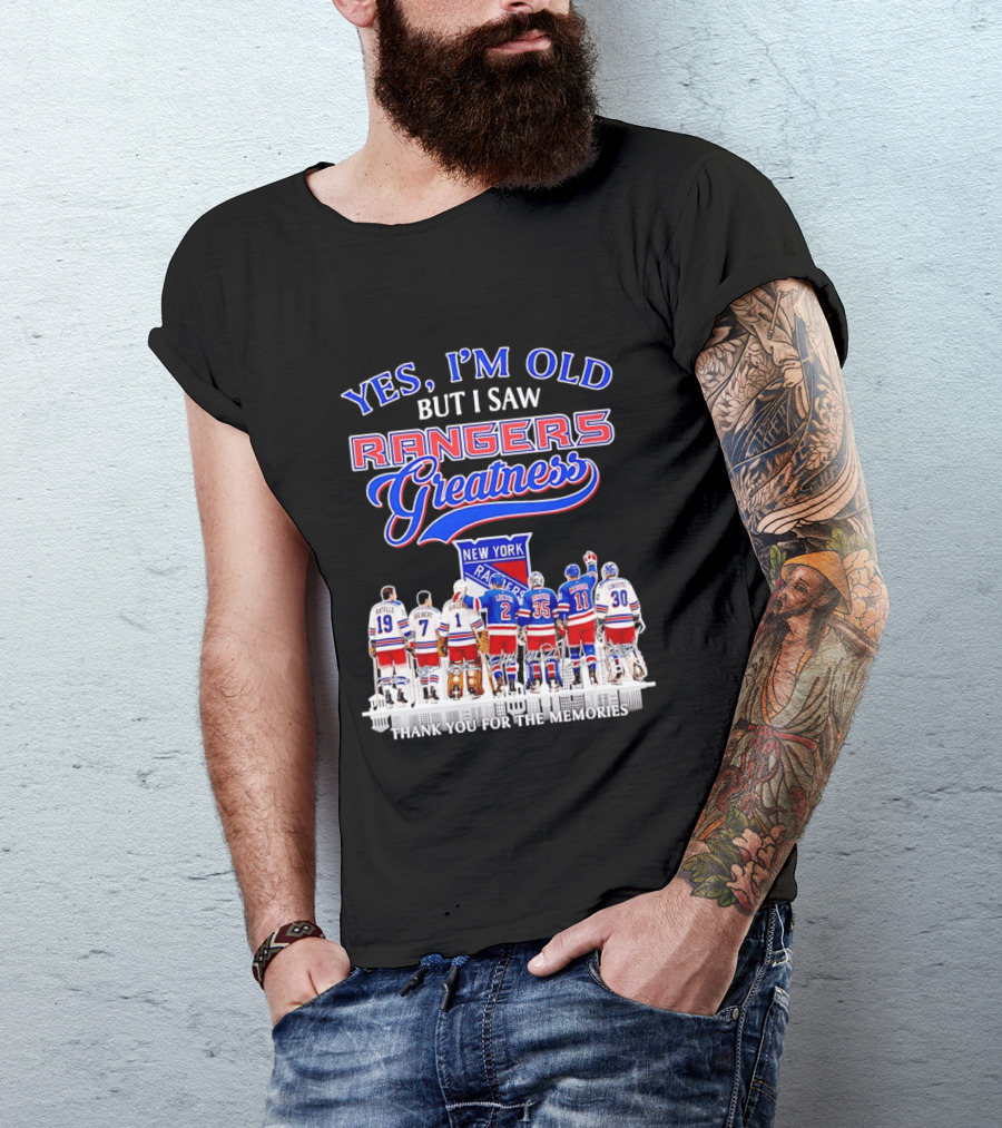 Rangers Greatness Yes I'm Old But I Saw New York Ratelle Gilbert Giacomin Leetch Richter Messier Lundqvist Thank You For The Memories T-Shirt