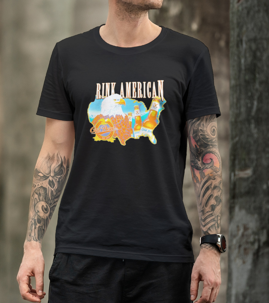 Old Row Drink American Bald Eagle Beer USA Map Rink American T-Shirt