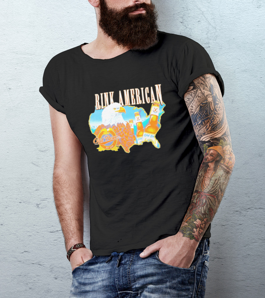 Old Row Drink American Bald Eagle Beer USA Map Rink American T-Shirt