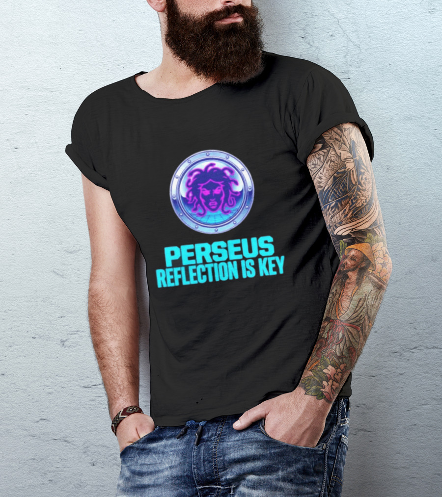 Perseus Reflection Is Key Medusa Mythology Greek Shield T-Shirt