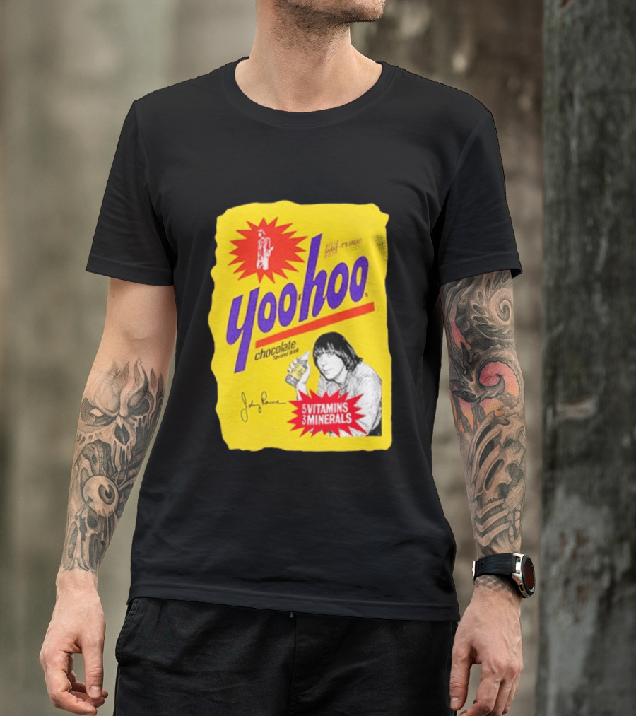 Johnny Ramone Yoo Hoo Chocolate Drink 5 Vitamins 3 Minerals T-Shirt