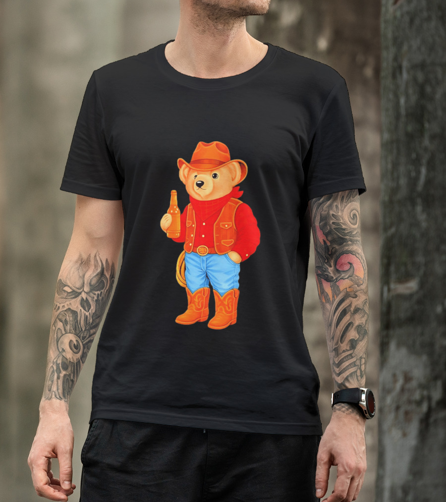 Polo Bear Cowboy Western Boots Hat And Bottle T-Shirt