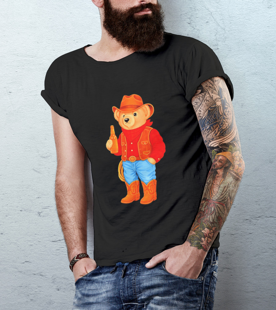Polo Bear Cowboy Western Boots Hat And Bottle T-Shirt