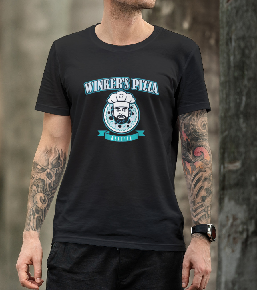 Winker's Pizza Seattle Mariners Jesse Winker 27 Chef T-Shirt