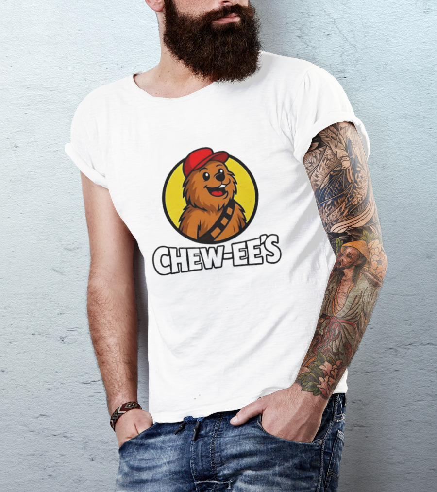 Chew Ee's Chewbacca Fast Food Character With Red Cap T-Shirt