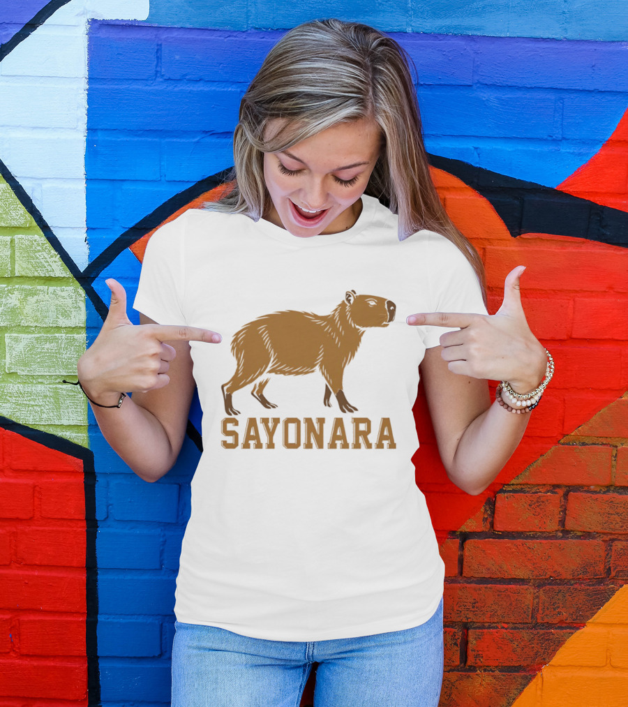 Sayonara Capybara Brown Rodent Farewell T-Shirt