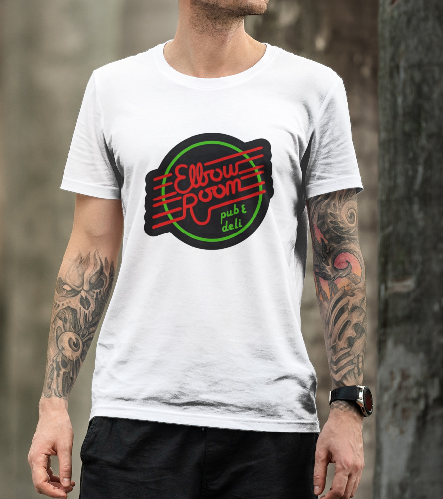 Elbow Room Pub And Deli Neon Sign Red And Green Circle T-Shirt