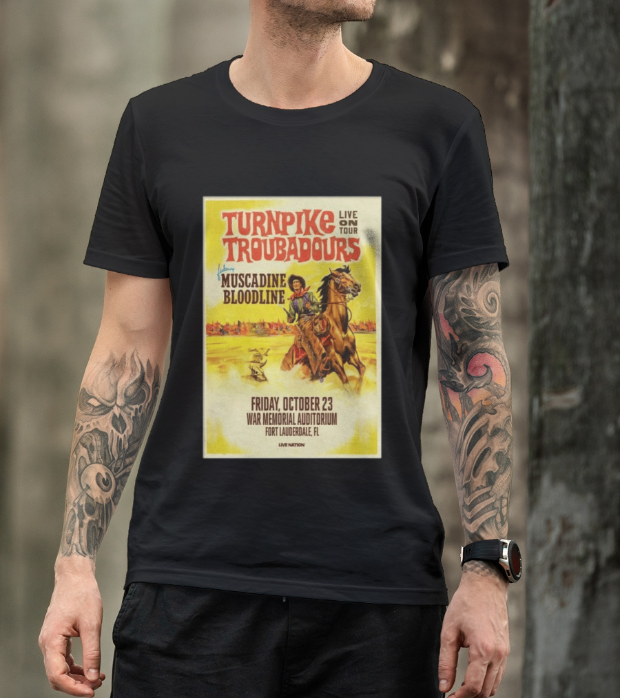Turnpike Troubadours Live On Tour Featuring Muscadine Bloodline War Memorial Auditorium Fort Lauderdale October 23 T-Shirt
