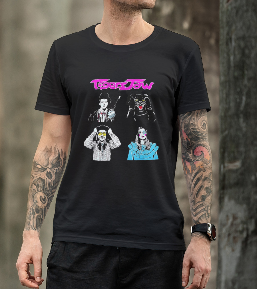 Tigers Jaw Band Members Indie Rock Retro Style Illustrated Portraits T-Shirt