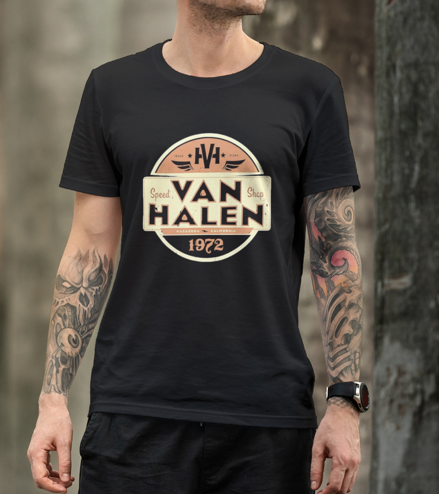 Van Halen Speed Shop Pasadena California 1972 T-Shirt