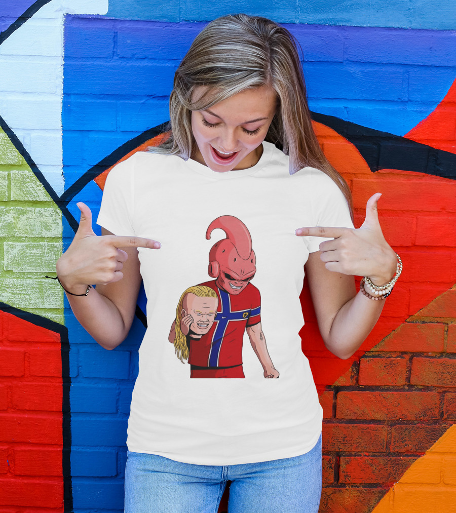 Majin Buu Holding Erling Haaland With Norway Football Jersey T-Shirt