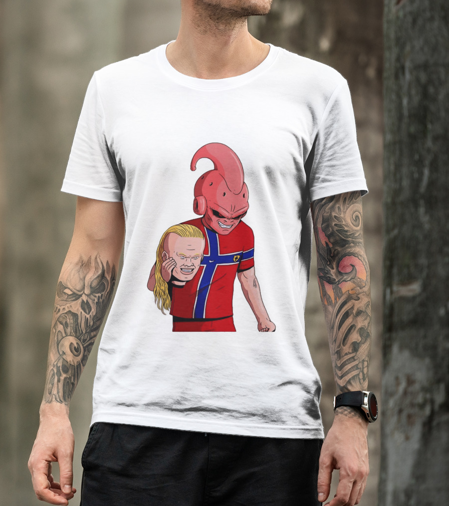 Majin Buu Holding Erling Haaland With Norway Football Jersey T-Shirt