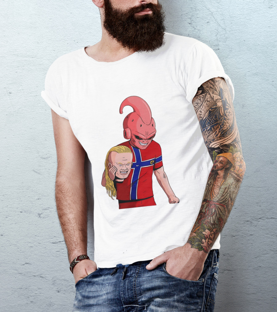 Majin Buu Holding Erling Haaland With Norway Football Jersey T-Shirt