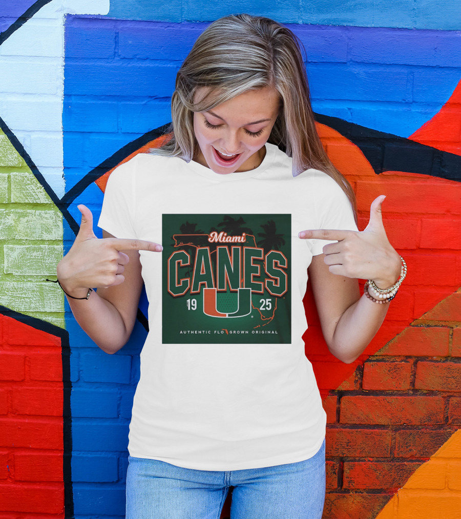 Miami Hurricanes Canes U Authentic Flo Grown 1925 Palm Trees T-Shirt