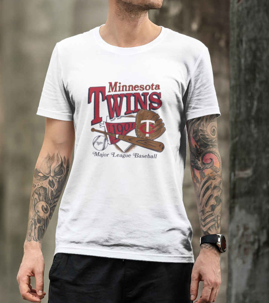 Minnesota Twins Since 1901 Major League Baseball Vintage Bat And Glove T-Shirt