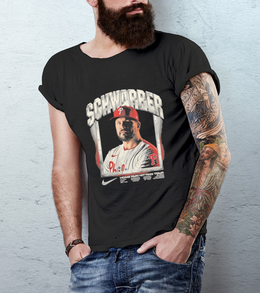 Philadelphia Phillies Kyle Schwarber Home Run Hitting Tour 2026 Nike Baseball T-Shirt