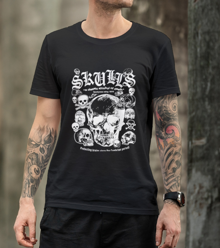 Skulls A Classic Of Death Protecting Brains Since The Cambrian Period T-Shirt