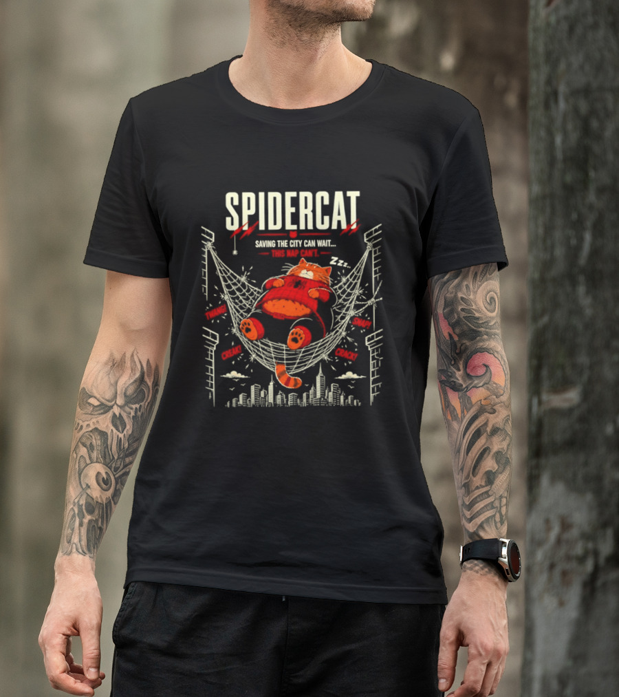 Spidercat Saving The City Can Wait This Nap Can T-Shirt