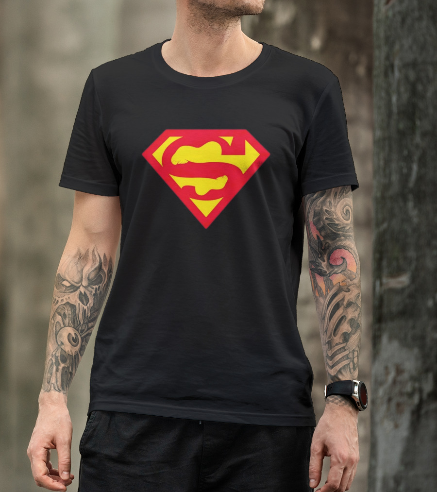 Superfeet Superman Inspired Red Yellow Emblem With Feet T-Shirt