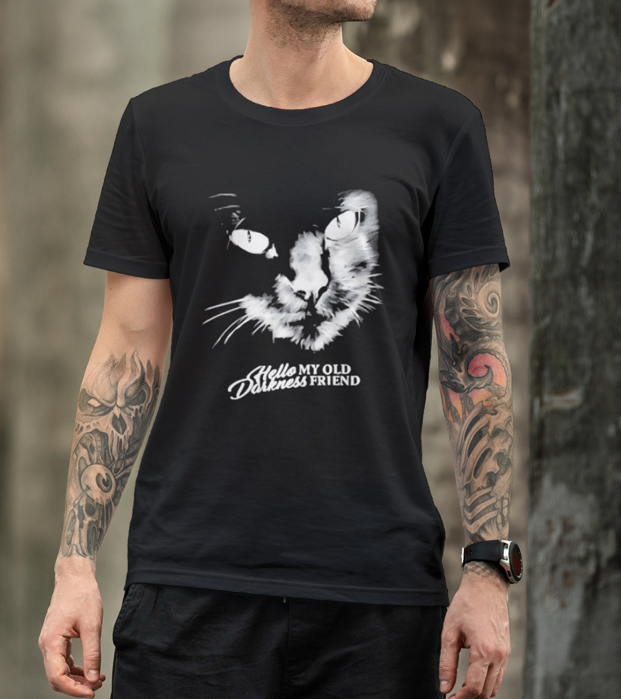 Hello Darkness My Old Friend Cat Face Simon And Garfunkel T-Shirt