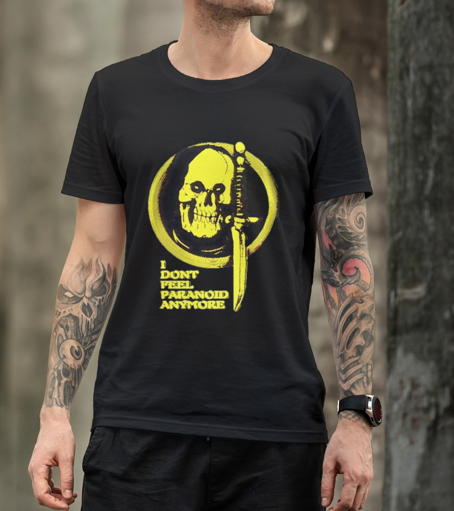 I Don't Feel Paranoid Anymore Skull Dagger Retro Horror Vibe T-Shirt
