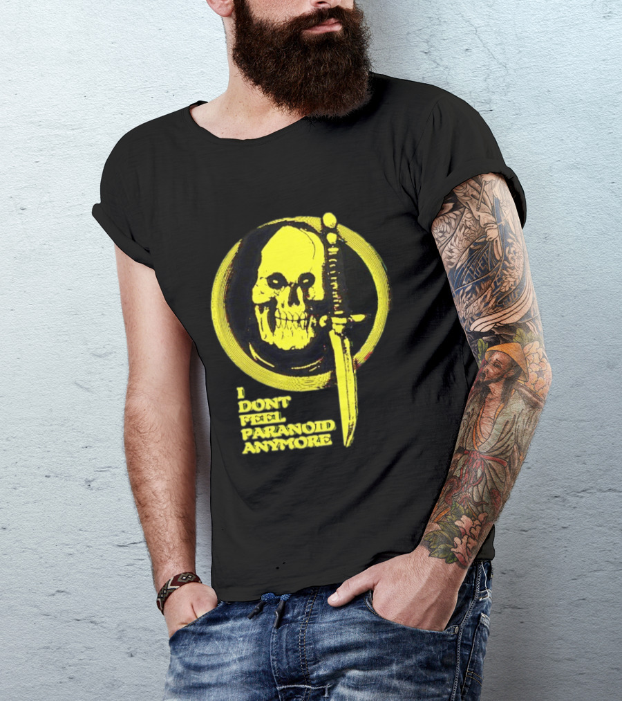 I Don't Feel Paranoid Anymore Skull Dagger Retro Horror Vibe T-Shirt