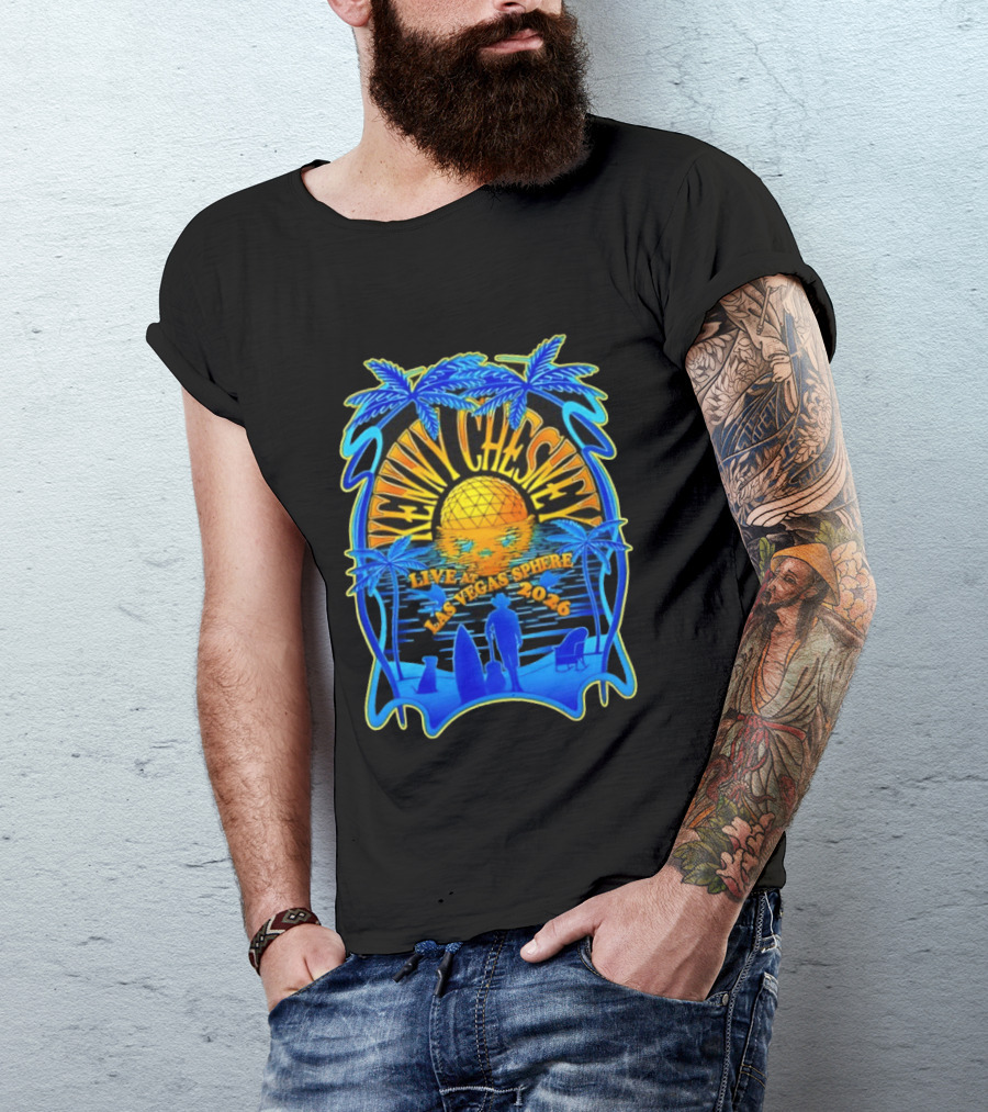 Kenny Chesney Live At Las Vegas Sphere 2026 Tropical Sunset And Palms T-Shirt