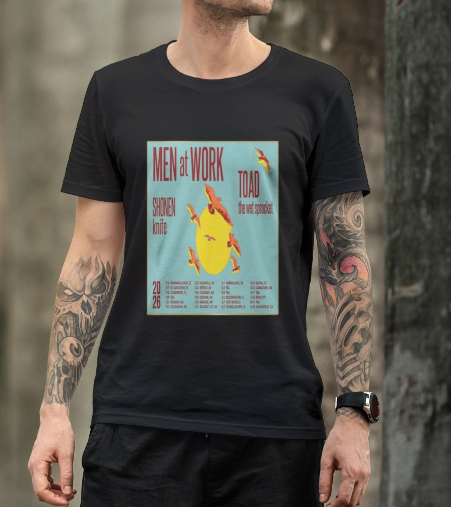 Men At Work Toad The Wet Sprocket Shonen Knife 2026 Tour Dates And Locations T-Shirt