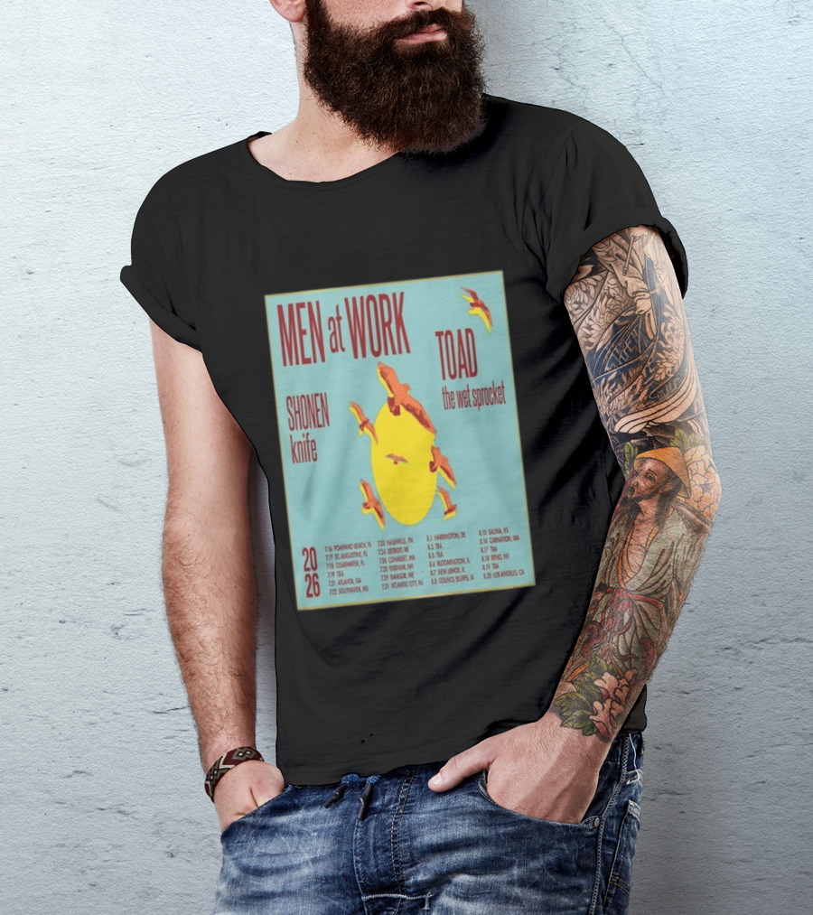 Men At Work Toad The Wet Sprocket Shonen Knife 2026 Tour Dates And Locations T-Shirt