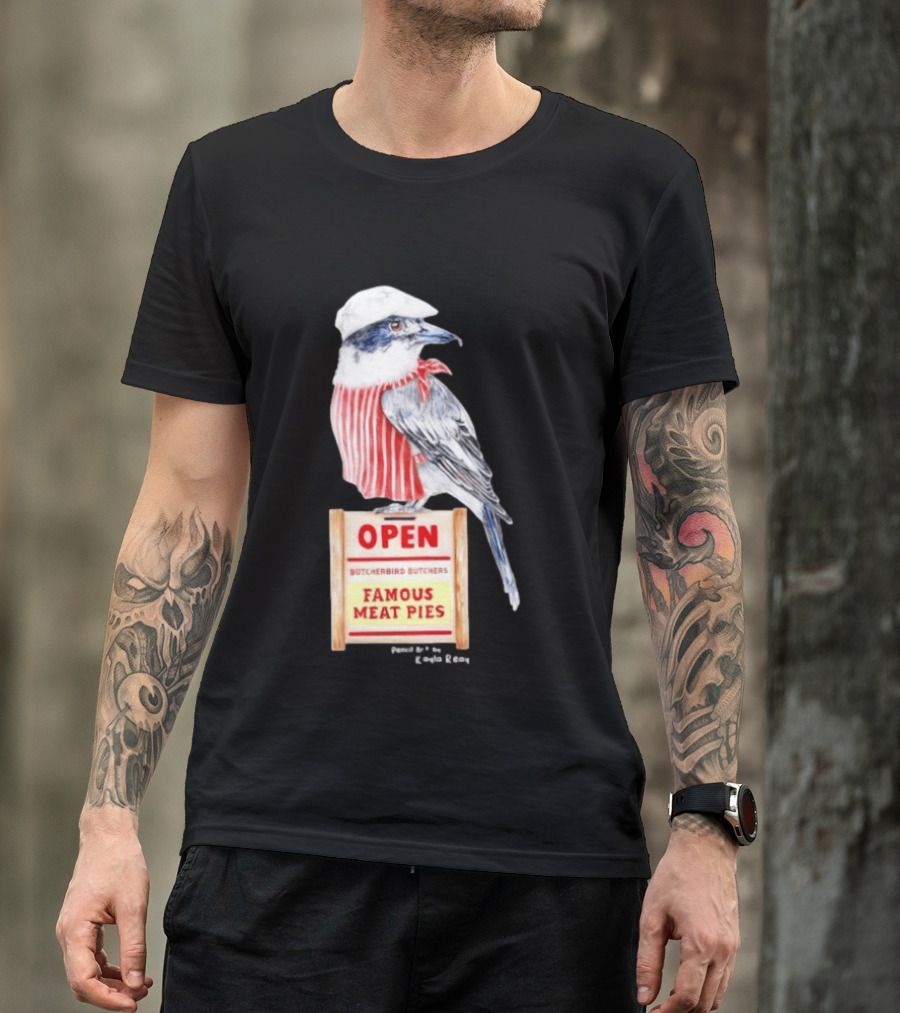 Basil The Butcher Bird Open Butcherbird Butchers Famous Meat Pies Display T-Shirt
