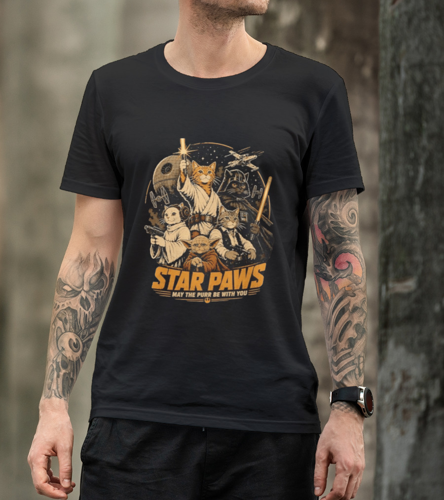 Star Paws May The Purr Be With You Cat Jedi Warriors Star Wars T-Shirt