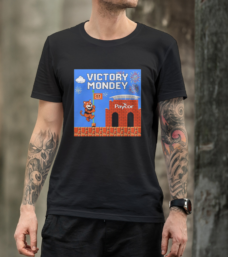 Cincinnati Bengals Victory Mondey Pixel Art Tiger Paycor Stadium Celebration T-Shirt