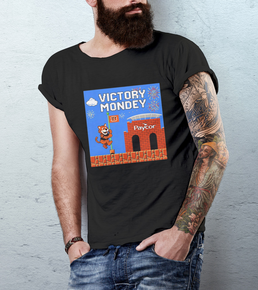 Cincinnati Bengals Victory Mondey Pixel Art Tiger Paycor Stadium Celebration T-Shirt