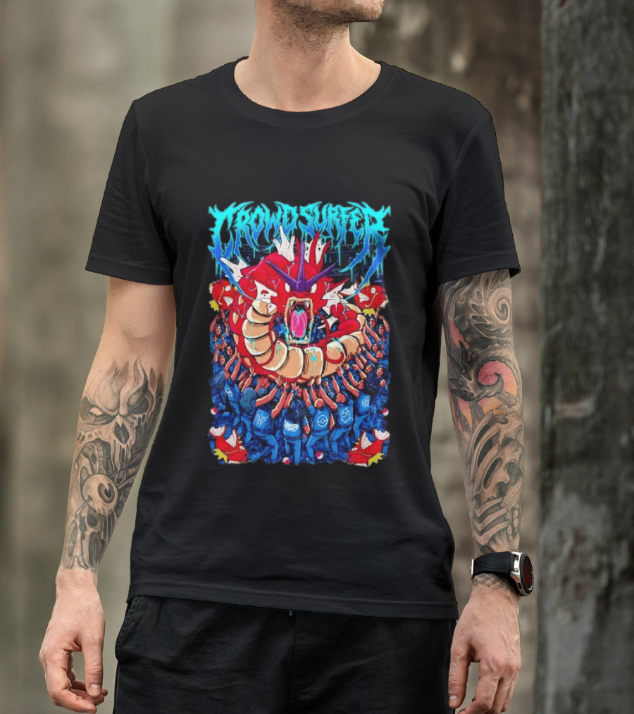 Crowd Surfer Gyarados Magikarp Pokémon Fan Art Concert Scene T-Shirt