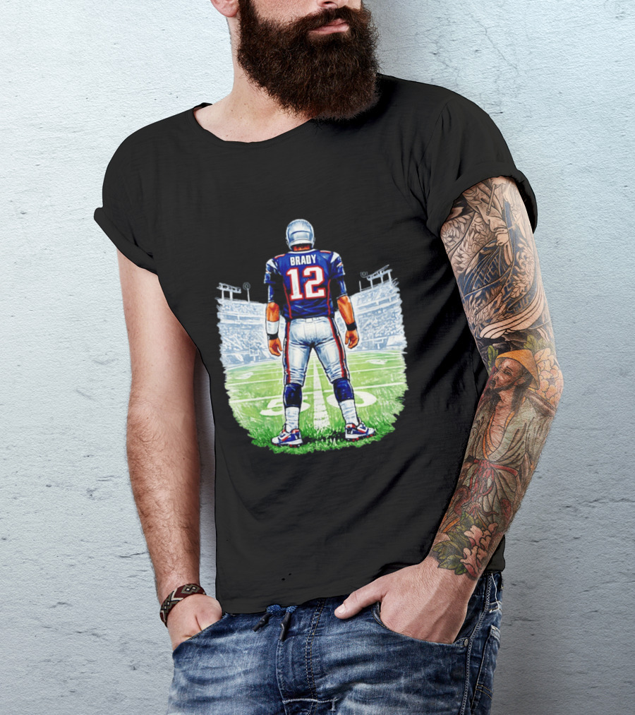 Brady 12 New England Patriots Football Stadium Back View T-Shirt